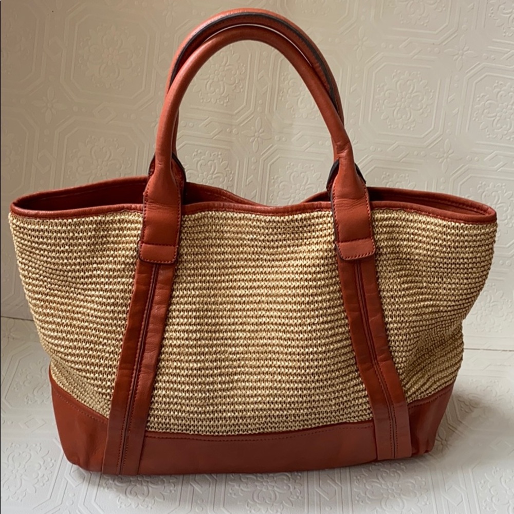 Annabel Ingall Straw and Leather Large Tote